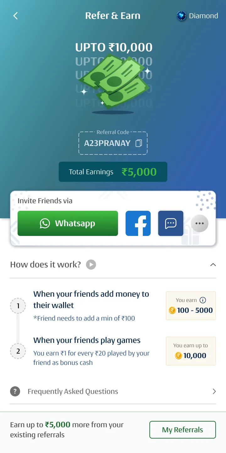 A23 Refer & Earn Screen